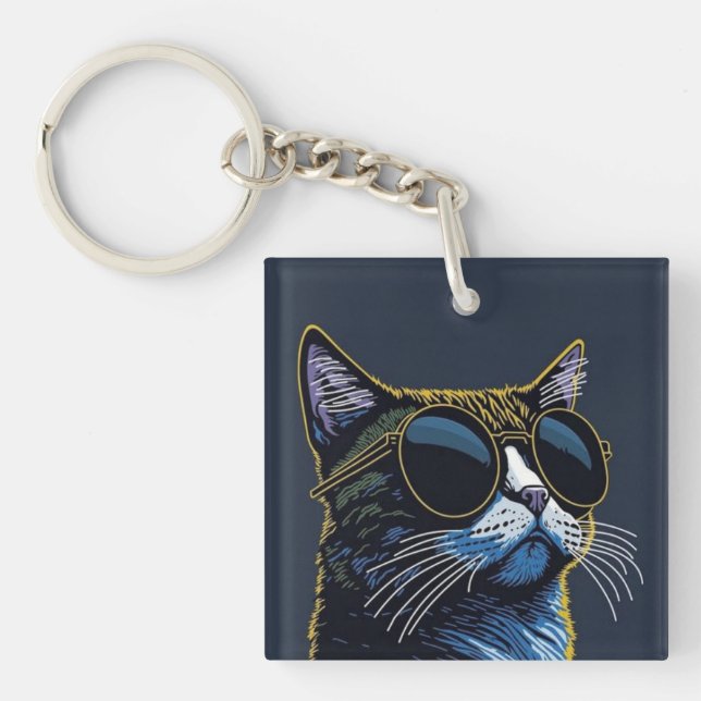 Llavero Cute Cat Acrylic Keychain (Frente)