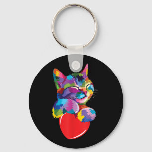 Llavero Cute Cat Gift for Kitten Lovers Colorful Art Kitty