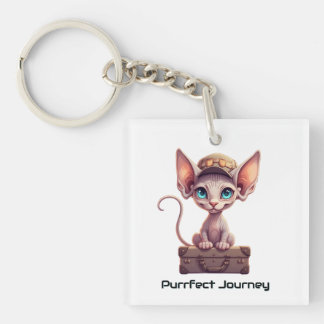 Llavero Cute Cat Luggage Tag  Gift for Cat Lovers & Travel