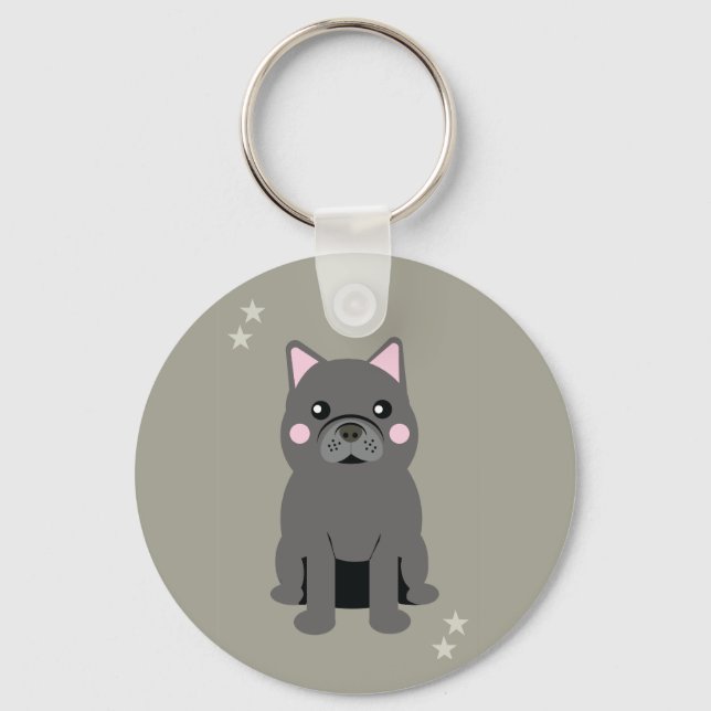 Llavero Cute Cheeks Gray French Bulldog (Anverso)
