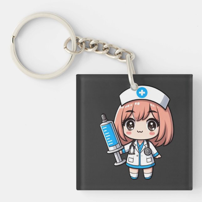 Llavero Cute Chibi Enfermera - cuidado de la salud, anime, (Frente)