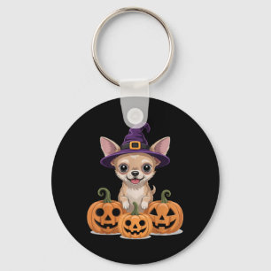 Llavero Cute Chihuahua Rubio Sombrero de Bruja Halloween P