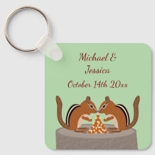 Llavero Cute Chipmunks Personalizado de la boda de otoño