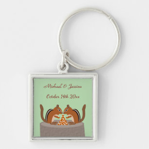 Llavero Cute Chipmunks Personalizado de la boda de otoño