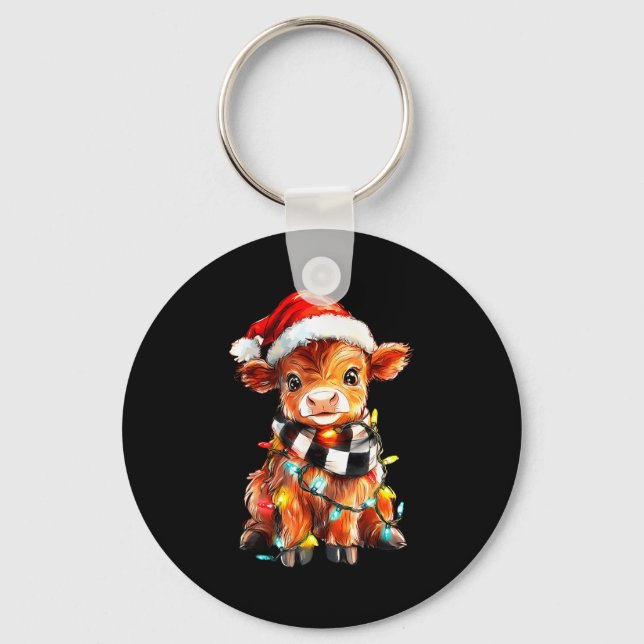 Llavero Cute Christmas Baby Highland Cow F Thanksgiving  (Anverso)