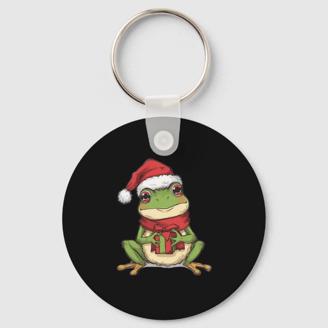Llavero Cute Christmas Frog Sweater - Santa Frog Holding G (Anverso)