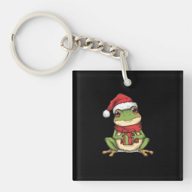 Llavero Cute Christmas Frog Sweater - Santa Frog Holding G (Frente)