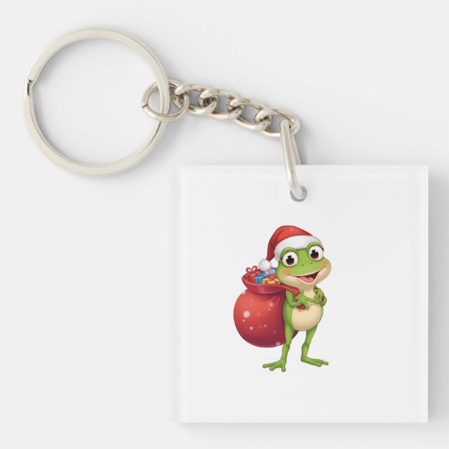 Llavero Cute Christmas Frog with Gift Bag - Santa Frog Hol (Frente)