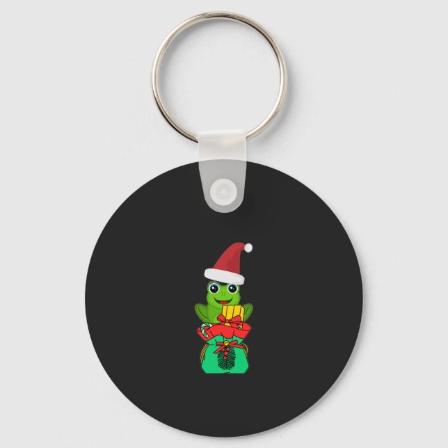 Llavero Cute Christmas Frog with Gifts _ Funny Holiday  (Anverso)