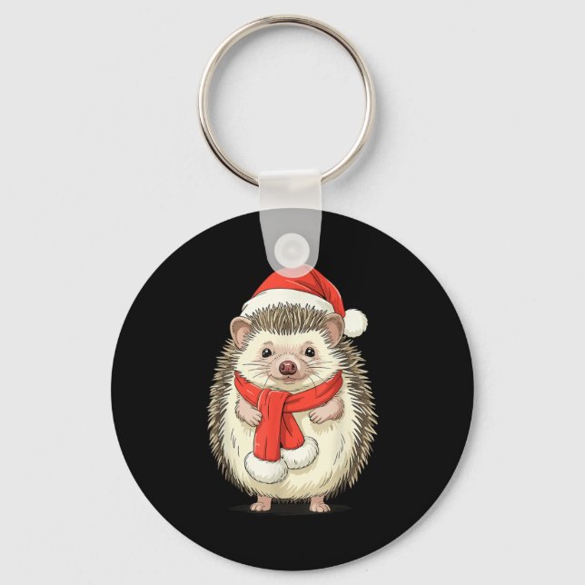 Llavero Cute Christmas Hedgehog Santa  (Anverso)