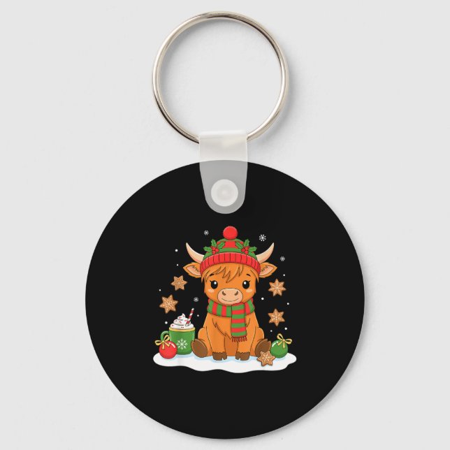 Llavero Cute Christmas Highland Cow Lover Xmas Women Farm  (Anverso)