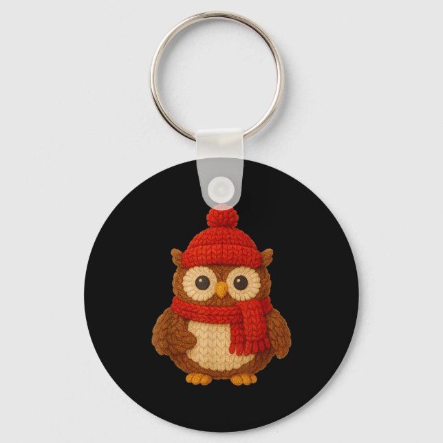 Llavero Cute Christmas Owl Winter Snow  (Anverso)