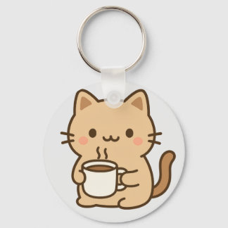 Llavero Cute Coffee Cat Kawaii Cozy Aesthetic Design