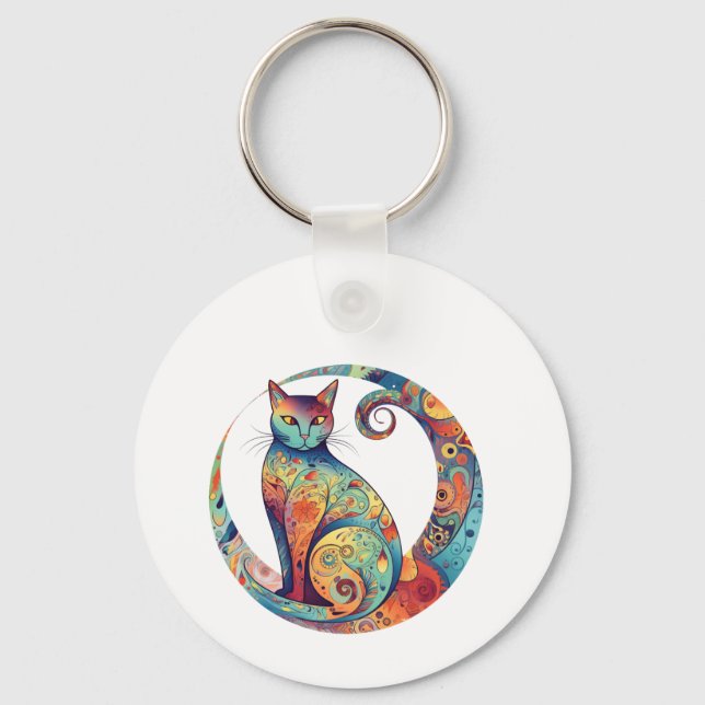 Llavero cute colurful cat design  (Anverso)