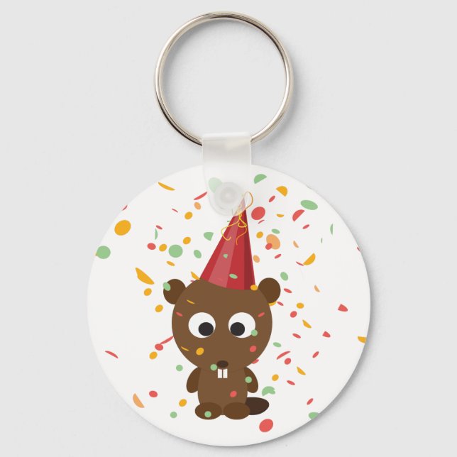 Llavero Cute Confetti Fiesta Beaver (Anverso)