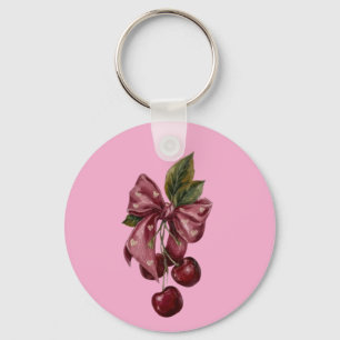 Llavero Cute Coquette Lazo Cereza Rosa Estética