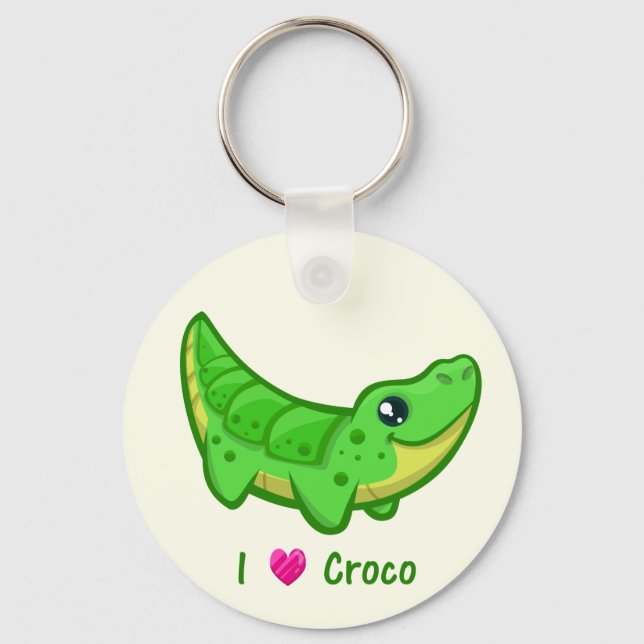 Llavero Cute crocodile love kawaii cartoon (Anverso)