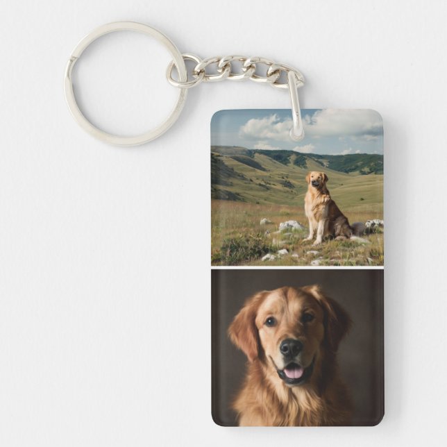 Llavero Cute Custom Dog Photos Collage Paw Print (Frente)
