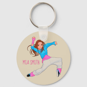 Llavero Cute dancer hip hop nombre personalizado
