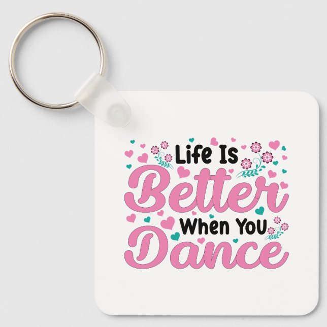 Llavero Cute Dancer Saying Pink & Teal Confetti (Anverso)