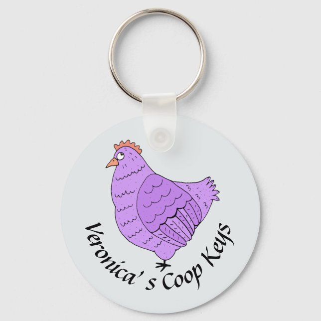 Llavero Cute de gallina Coop personalizado (Anverso)