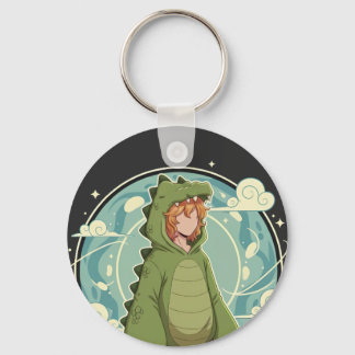 Llavero Cute Dino Friend Anime Boy - Green Dinosaur