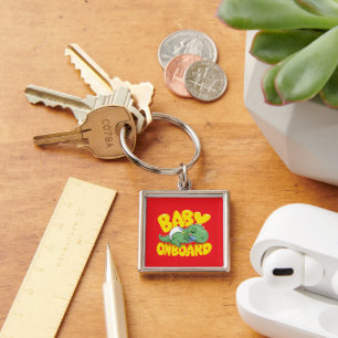 Llavero Cute Dinosaur Baby On Board Calcomanía para Auto  