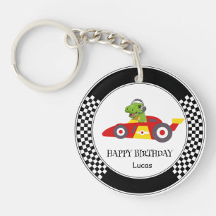 Llavero Cute Dinosaur Birday racing car boy nombre