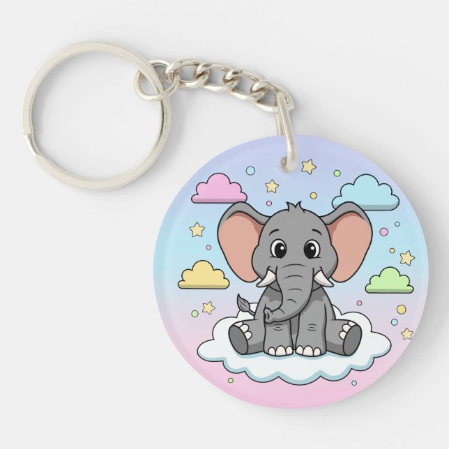 Llavero Cute Elephant on Cloud - I'm Ele-Fun-t Pun (Frente)
