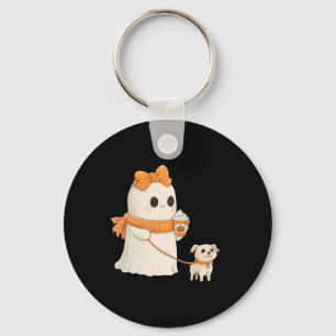 Llavero Cute fantasma Walking Dog Coquette Bow Perro Hallo