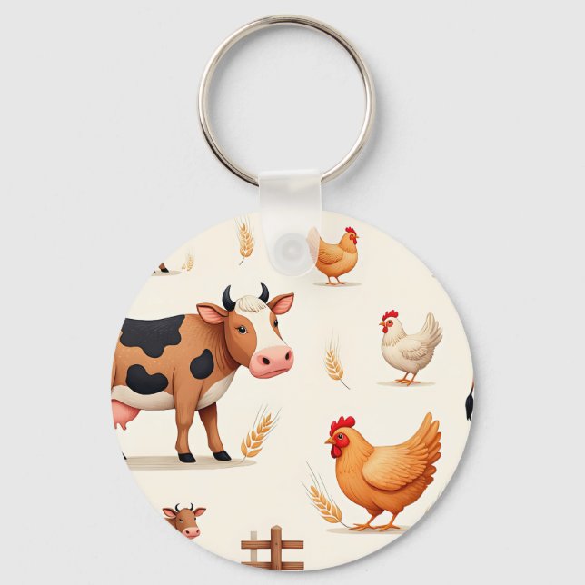 Llavero Cute Farm Animals Barn Pattern (Anverso)