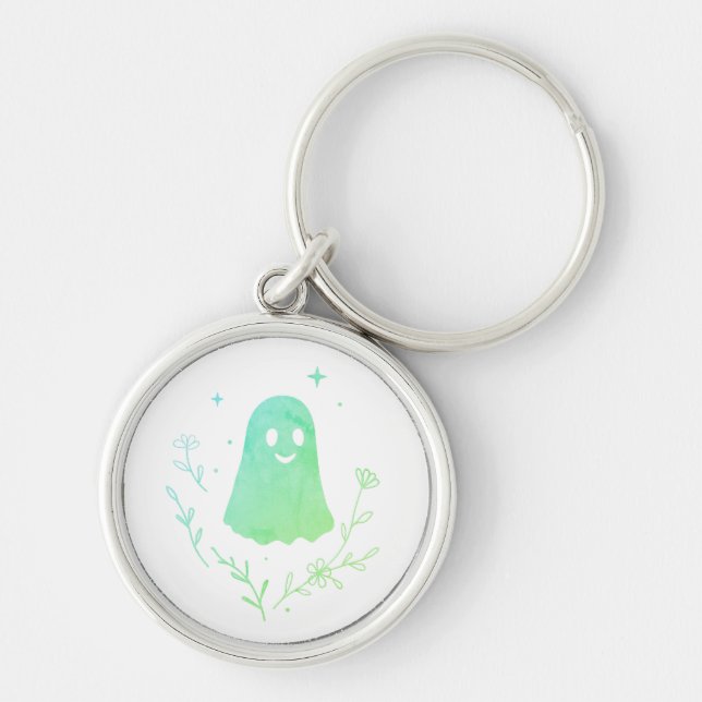 Llavero cute floral ghost aesthetic patch (Frente)