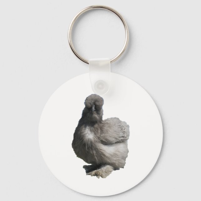 Llavero Cute Fluffy Blue Silkie Chicken (Anverso)