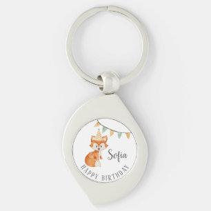 Llavero Cute Fox Sombrero de Fiesta del Bosque Feliz Cumpl