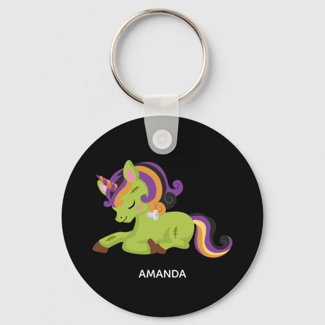 Llavero Cute Frankenstein Unicorn Halloween (Anverso)