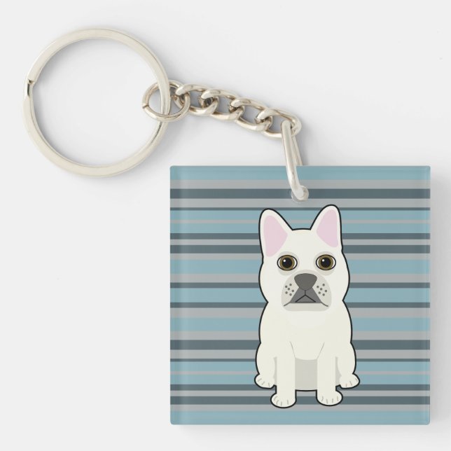 Llavero Cute French Bulldog Blue Striped (Frente)