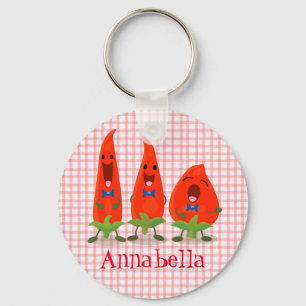 Llavero Cute funny chilli hot pepper trio cartoon