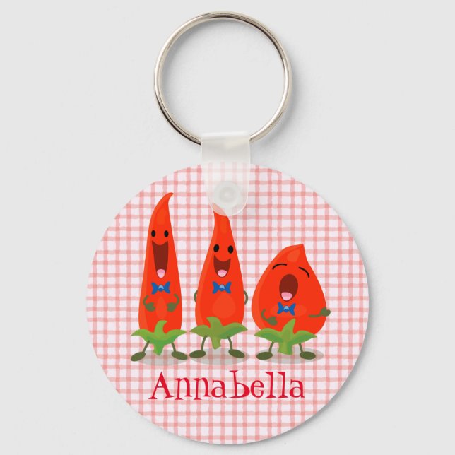 Llavero Cute funny chilli hot pepper trio cartoon (Anverso)