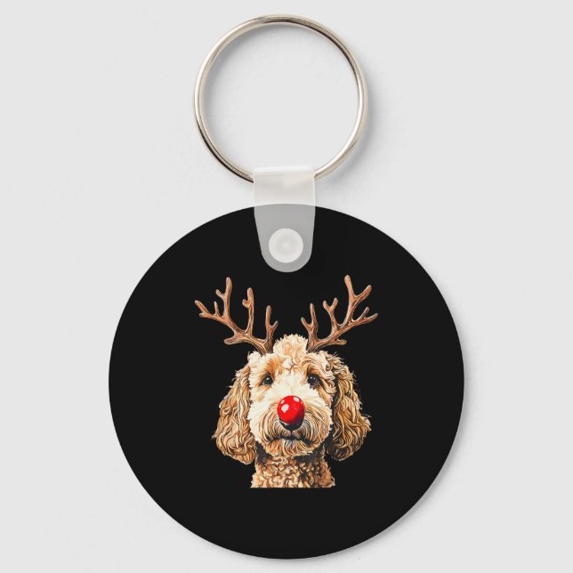 Llavero Cute Funny Reindeer Santa Goldendoodle Christmas T (Anverso)