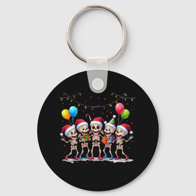 Llavero Cute Funny Skeletons Christmas & New Year Celebrat (Anverso)