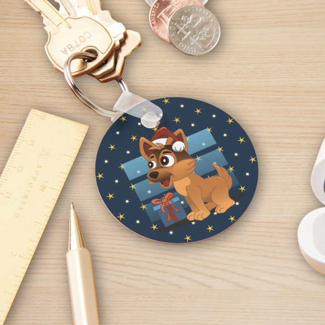 Llavero Cute German Shepherd puppy Cartoon Starry night (Subido por el creador)