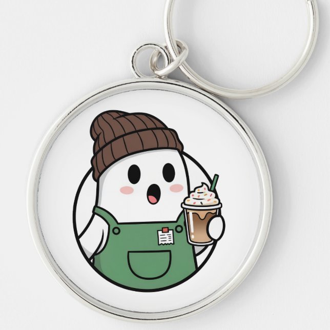 Llavero Cute Ghost Coffee Keychain (Frente)