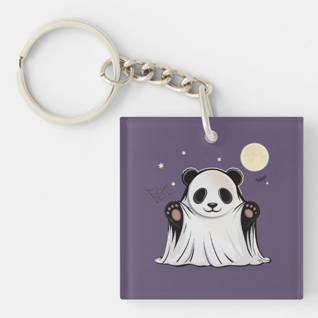 Llavero Cute Ghost Panda Under the Moon  (Frente)