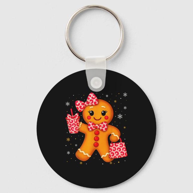 Llavero Cute Gingerbread Leopard Bow Christmas Xmas Girl W (Anverso)