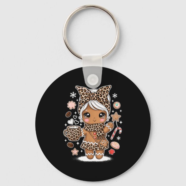 Llavero Cute Gingerbread Leopard Christmas Xmas Girl Women (Anverso)