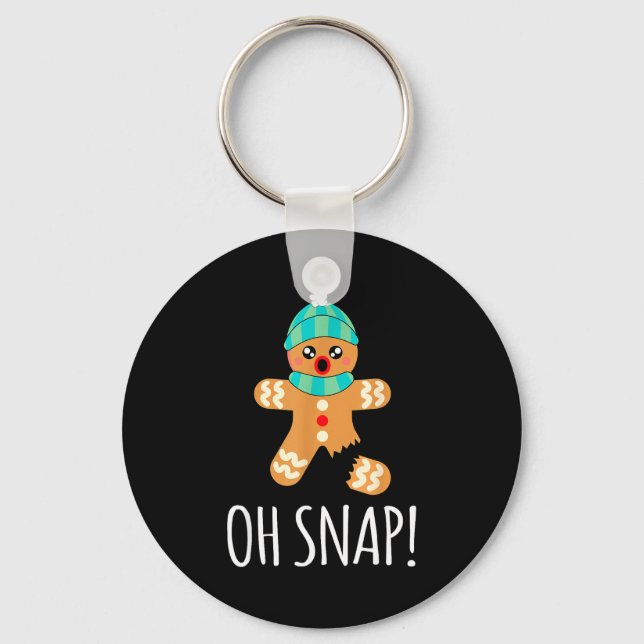Llavero Cute Gingerbread Man Funny Christmas Oh Snap  (Anverso)