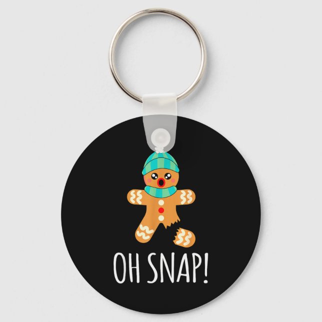 Llavero Cute Gingerbread Man Funny Christmas Oh Snap  (Anverso)