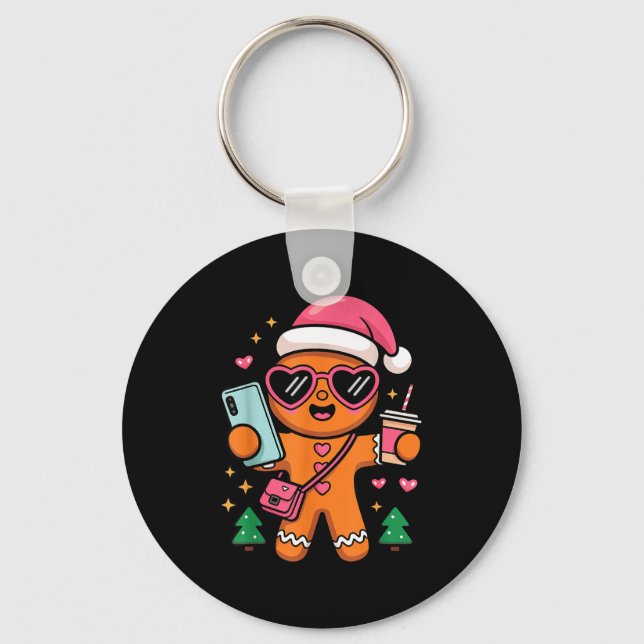 Llavero Cute Gingerbread Taking Selfie Christmas Pajama To (Anverso)