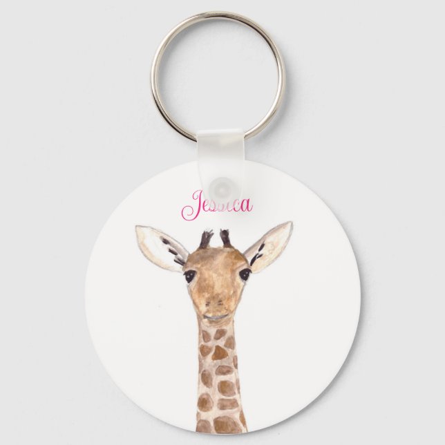 Llavero Cute Giraffe Animal Girly Nombra Niños Zoológicos (Anverso)
