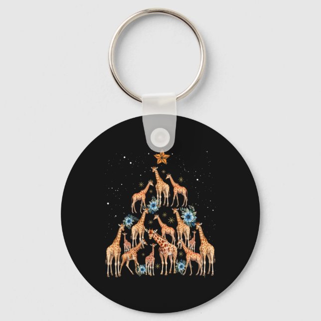 Llavero Cute Giraffe Árbol de Navidad Giraffe Amantes de N (Anverso)